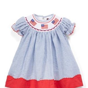 Lil Cactus Smocked Seersucker Bishop w/ flag